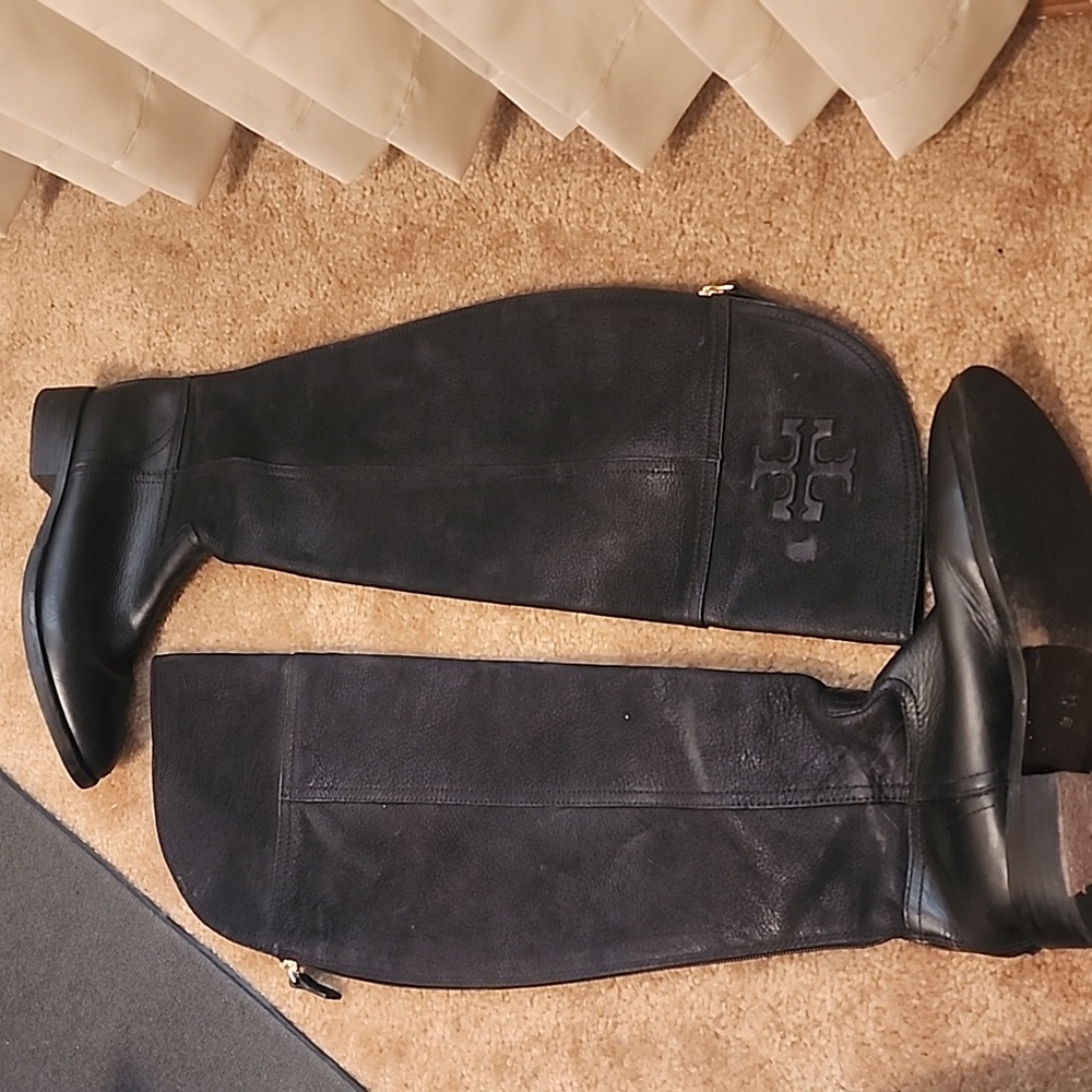 Tory Burch Simone Suede+Leather Over the Knee Boots - Picture 9 of 14